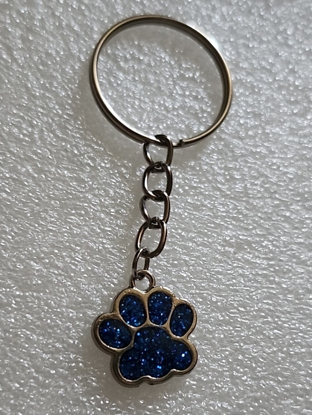 Hand Crafted Blue Glitter Paw Charm Key Holder - Women Accessories